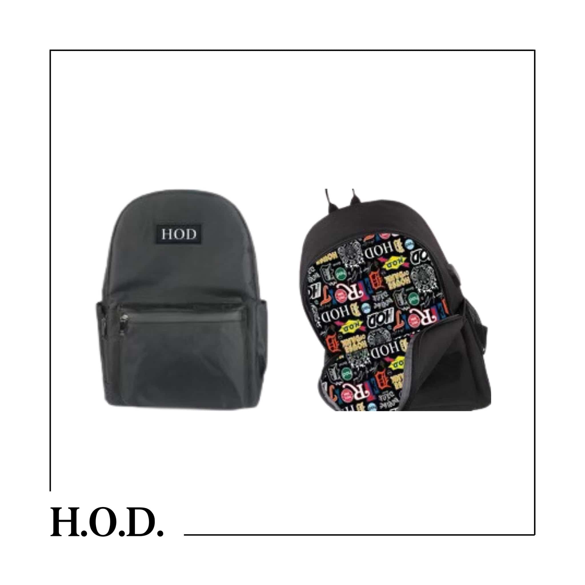 H.O.D. Logo Pattern Black Smellproof Backpack
