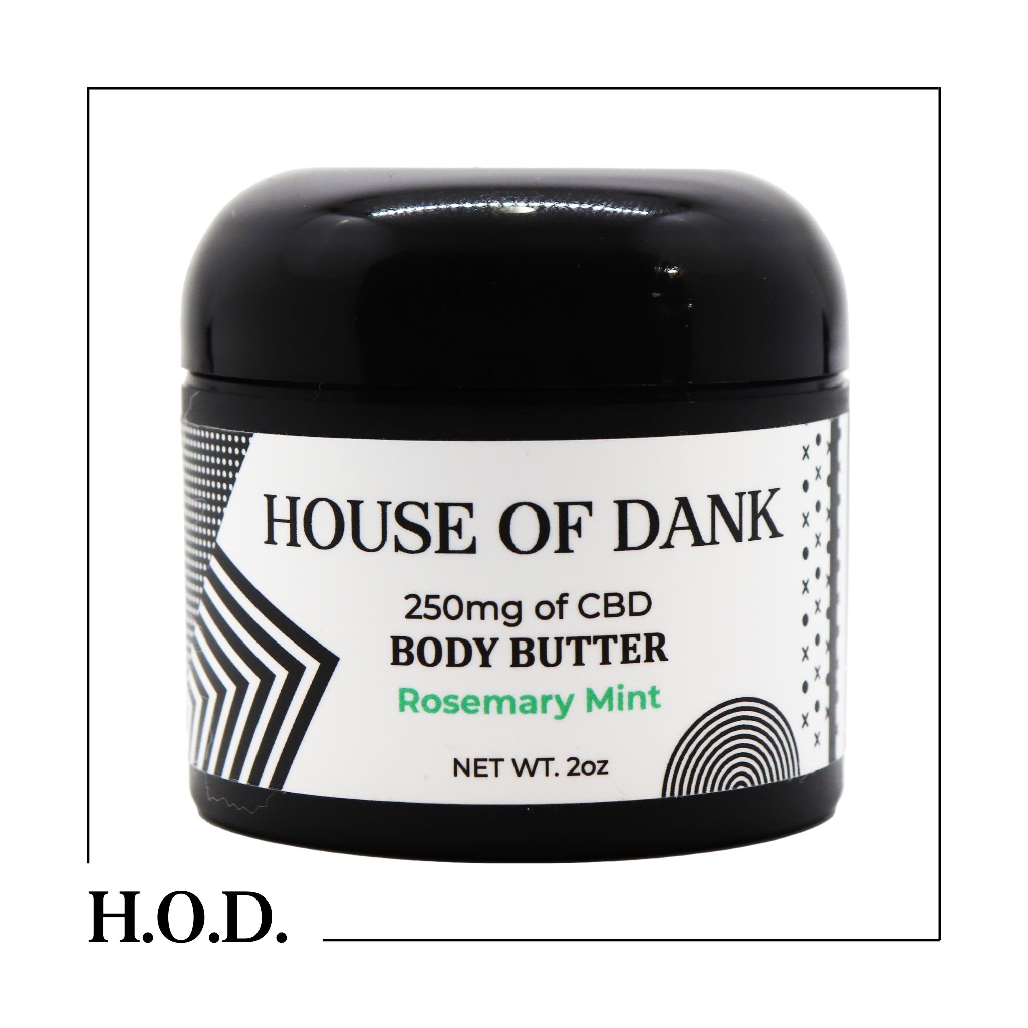 H.O.D. CBD Rosemary Mint Body Butter 2oz 250mg
