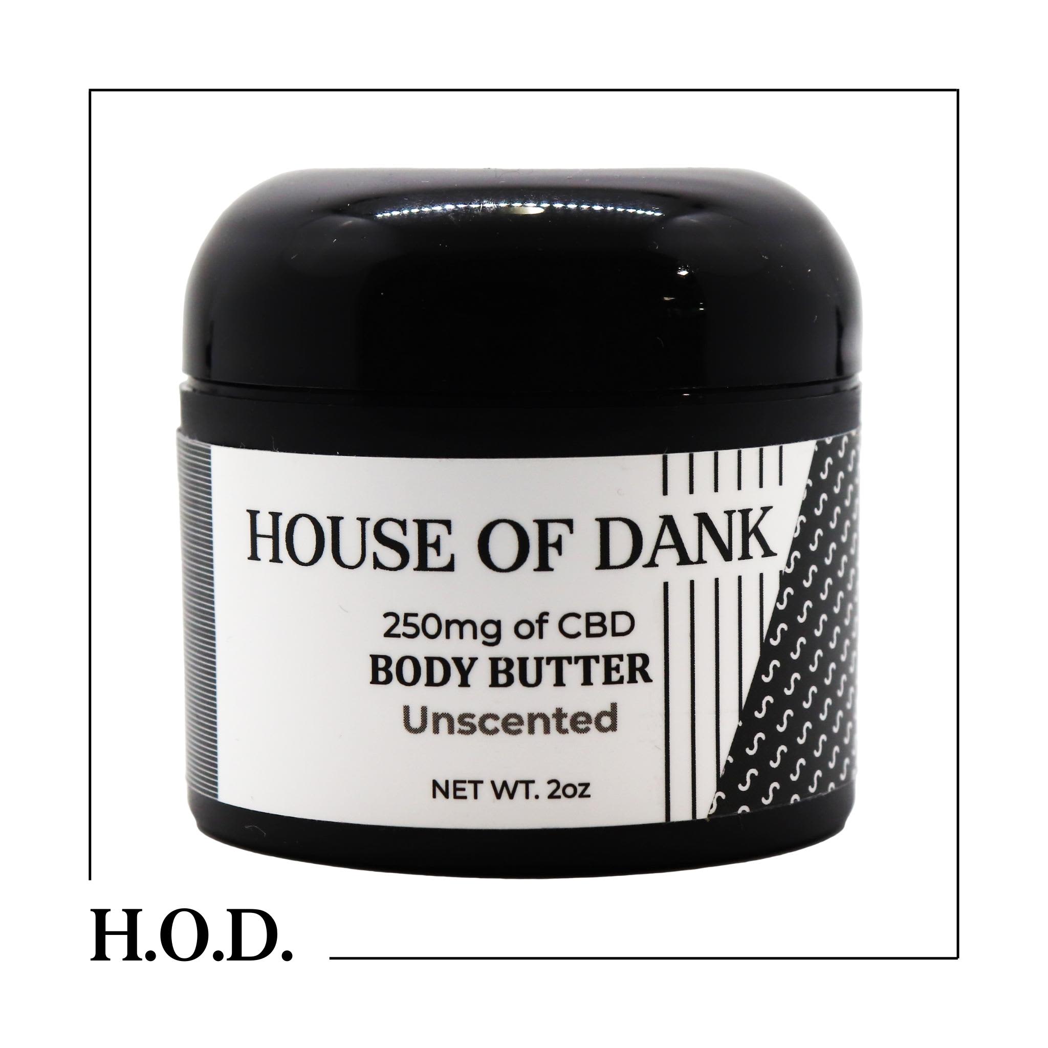 H.O.D. CBD Unscented Body Butter 2oz 250mg