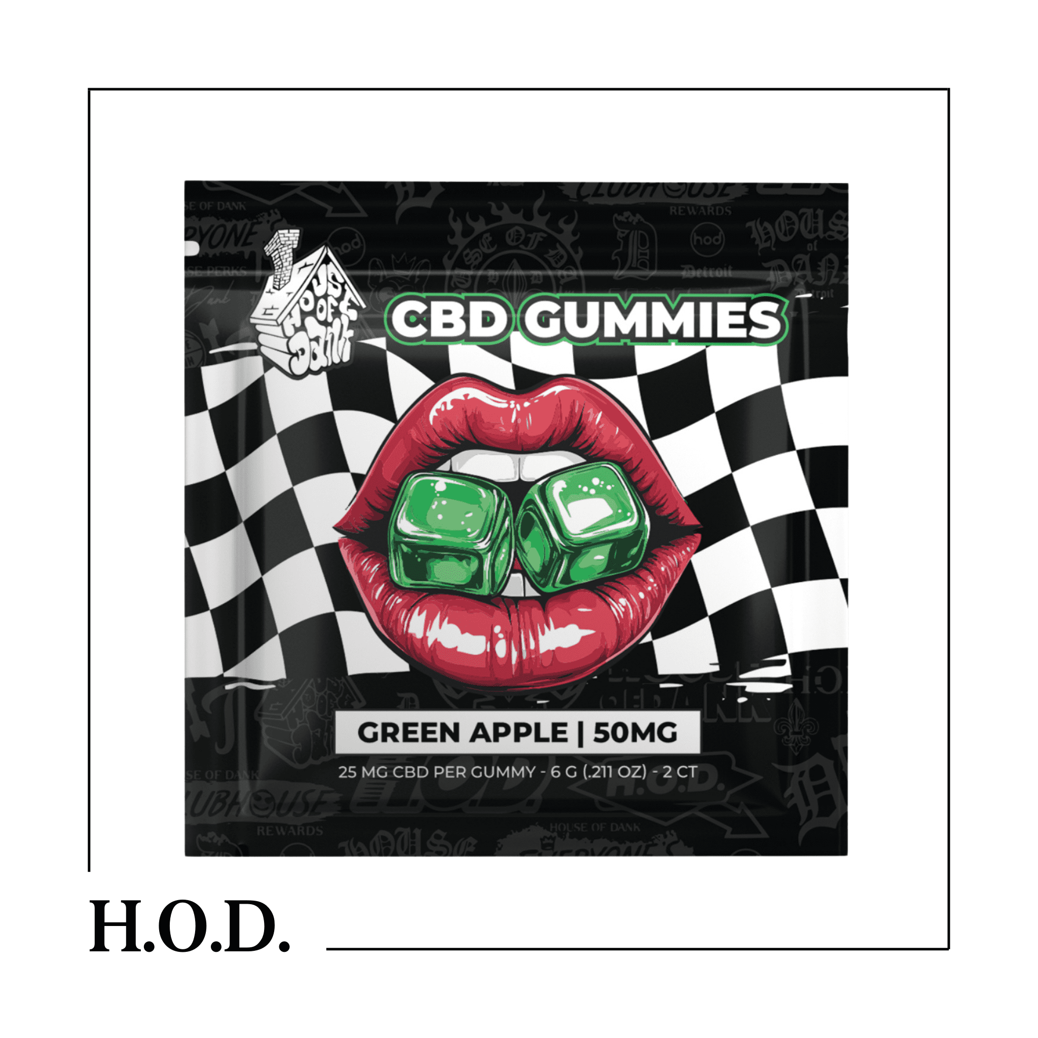 H.O.D. CBD Green Apple Gummy 25mg 2ct