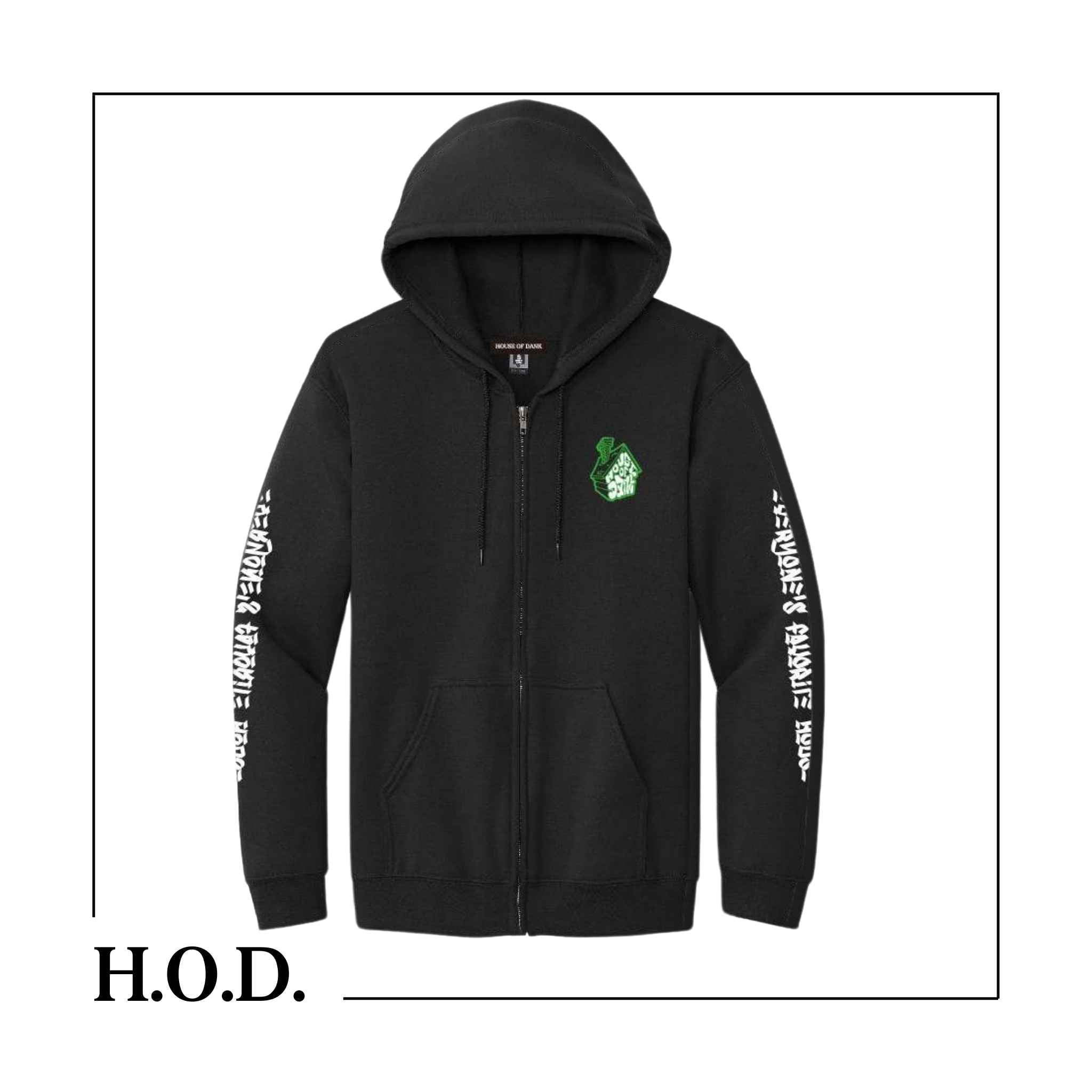 H.O.D. OG House Black Graffiti Zip-Up Hoodie