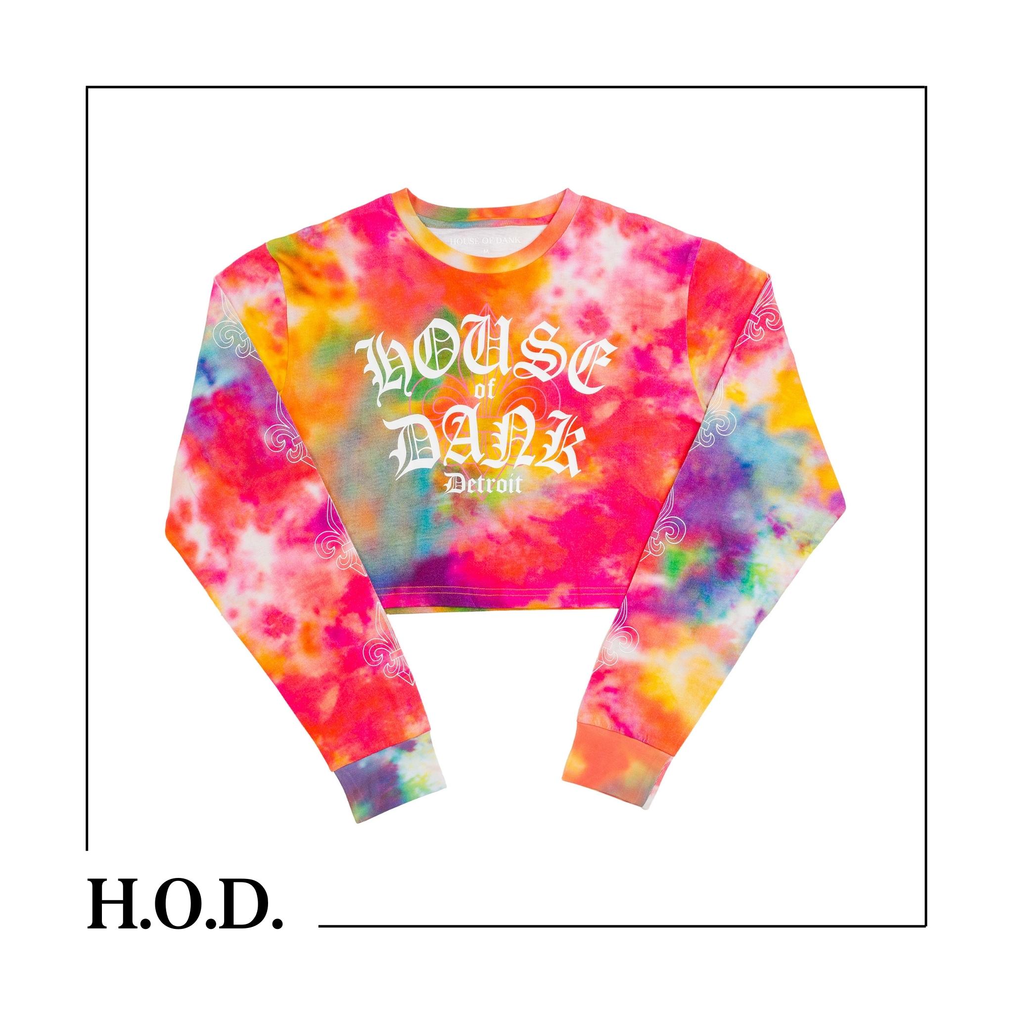 H.O.D. x Tie High Tye Dye Stacked Arch Long Sleeve Crop Tee